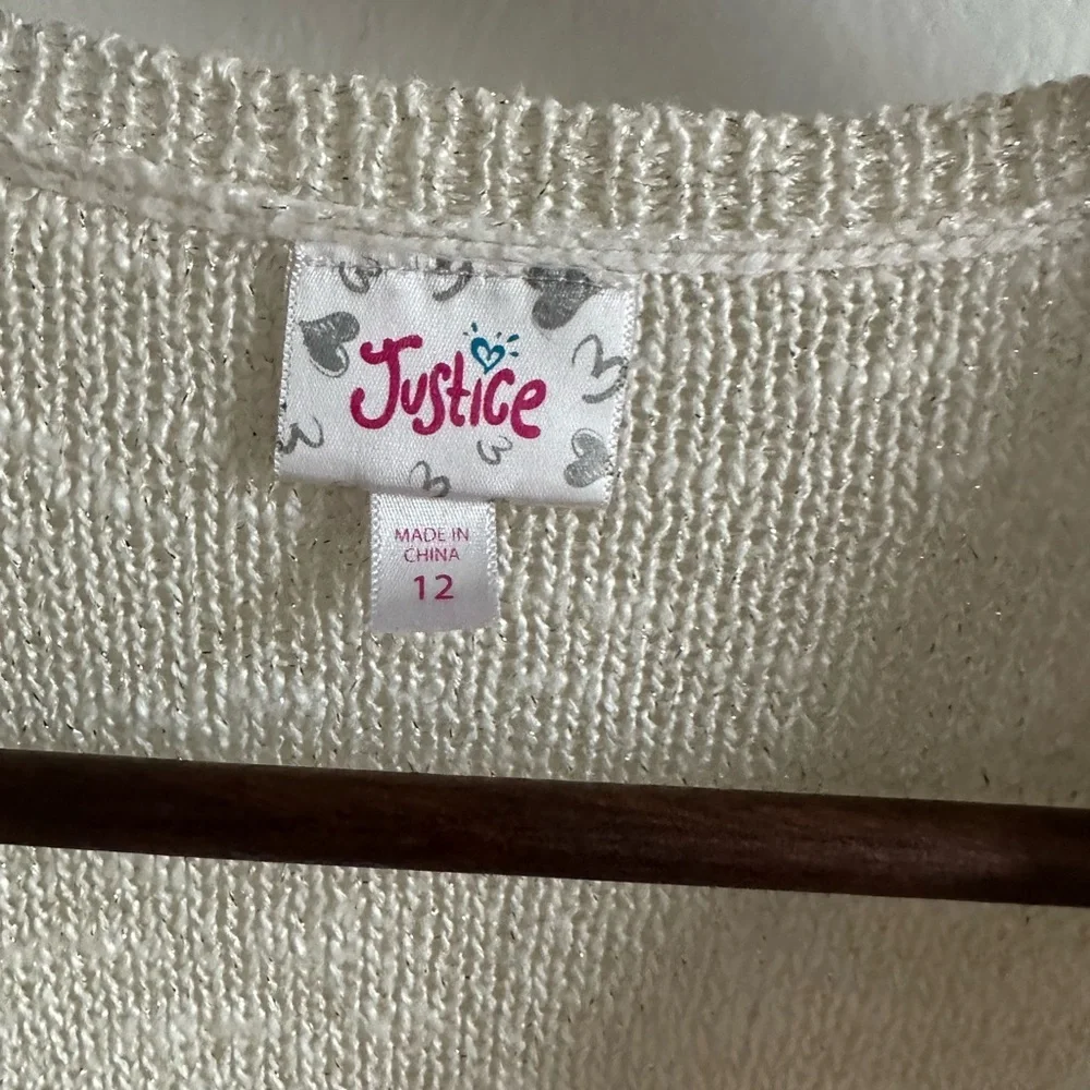 Justice Girls Short Sleeve Sweater Blouse Lace Tulle Bottom Size 12 Like New
